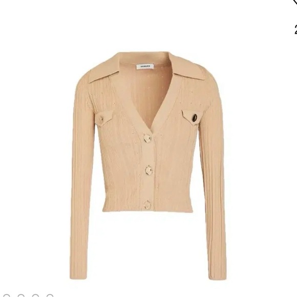 Sandro Ribbed Button-Up Cropped Cardigan Size Small - Picture 2 of 7